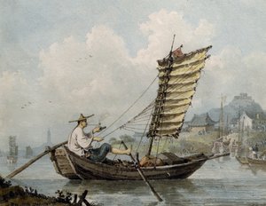 Chinese Zeeman Rookt in zijn Jonk, 1795